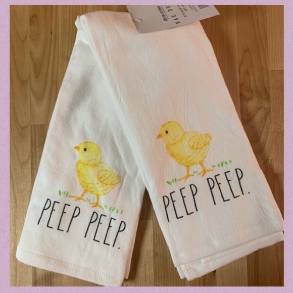 RAE DUNN LL “PEEP PEEP” 2 PC KITCHEN TOWEL SET